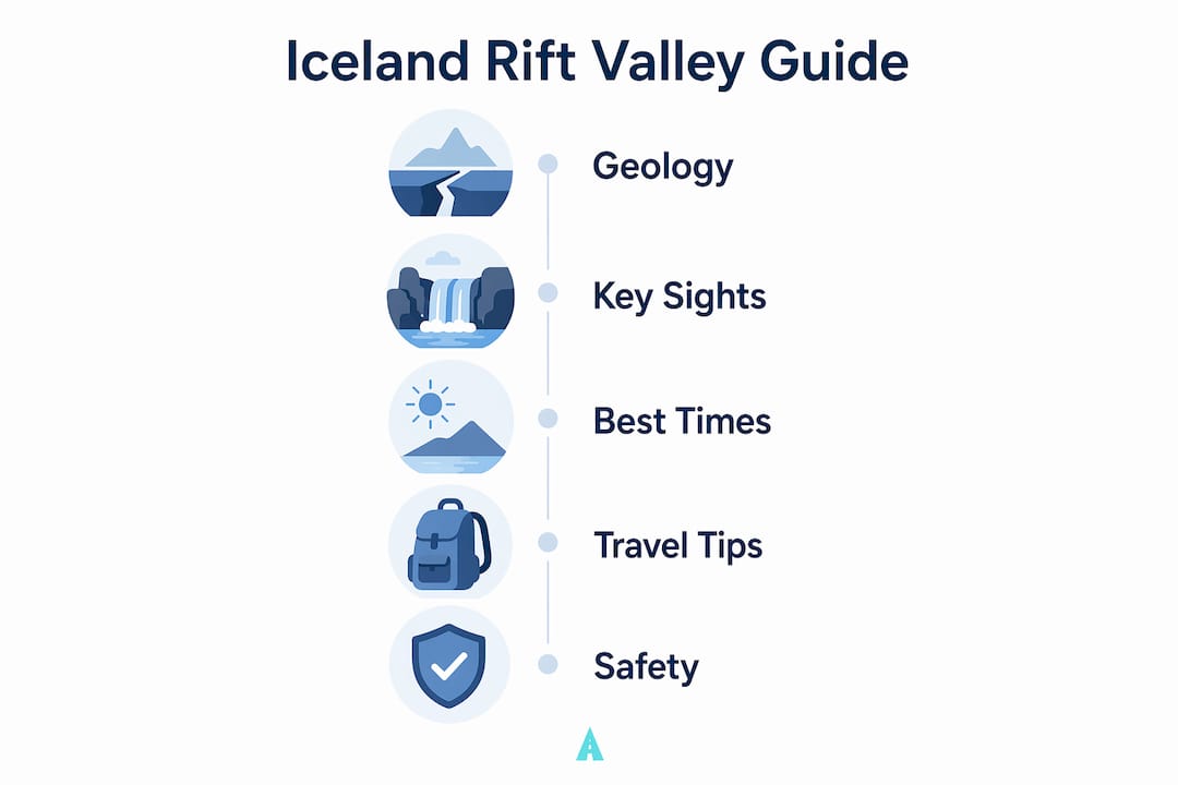 Infographic showing Iceland rift valley geology and travel tips