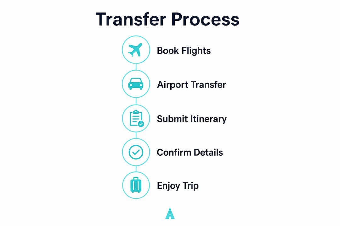 Infographic illustrating transfer process steps