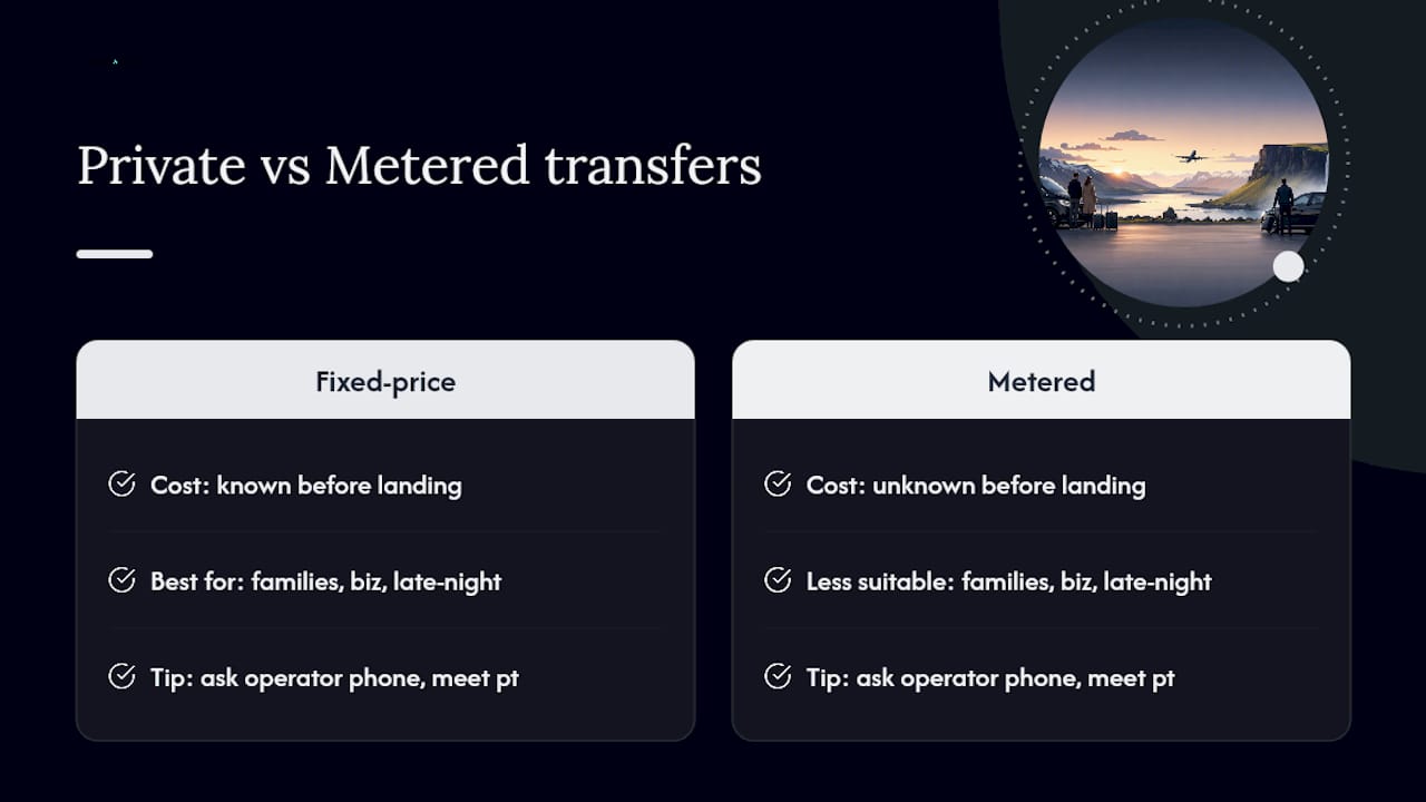 Comparison of fixed price and metered transfer fares