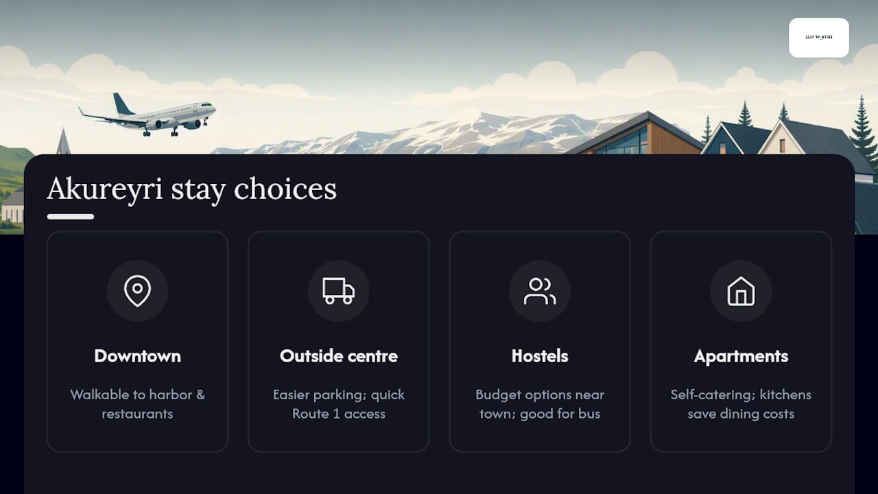 Akureyri accommodation choices and travel needs