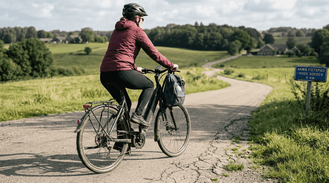 Een fietser rijdt soepel op een stabiele e-bike met middenmotor.