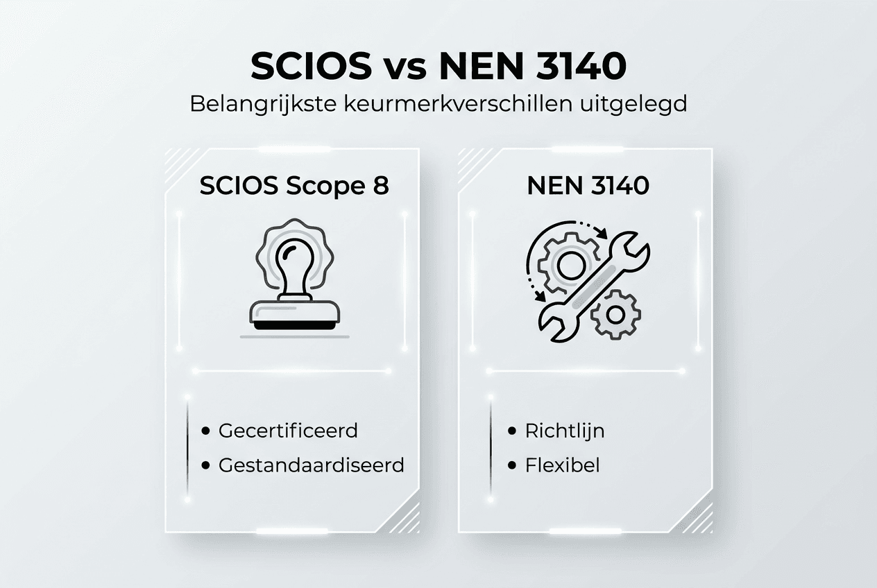 Infographic: verschillen tussen het SCIOS- en NEN-keurmerk in één oogopslag