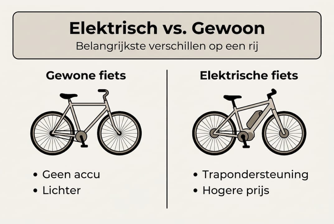 Overzichtelijke infografiek met de belangrijkste verschillen tussen verschillende soorten fietsen