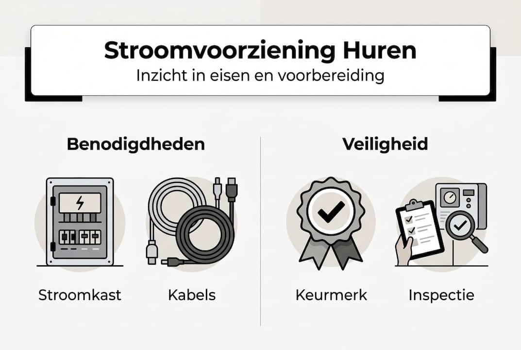 Infographic: Alles wat je moet weten over het huren van stroomvoorziening – van benodigdheden tot veiligheidstips