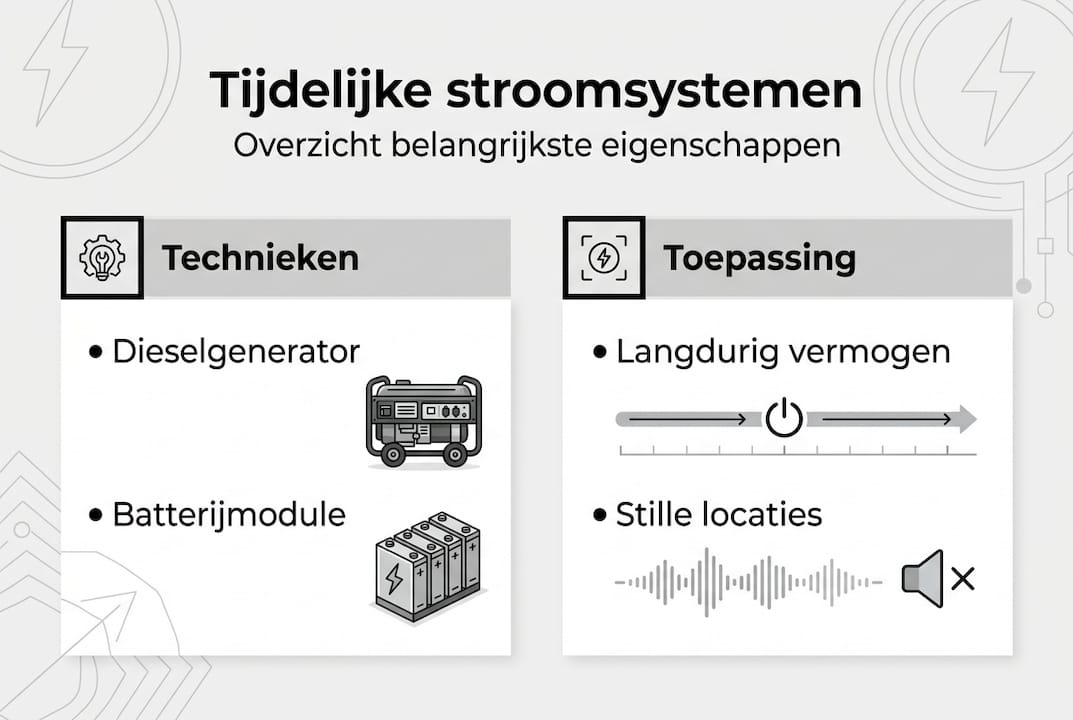 Overzicht: tijdelijke stroomvoorzieningen vergeleken