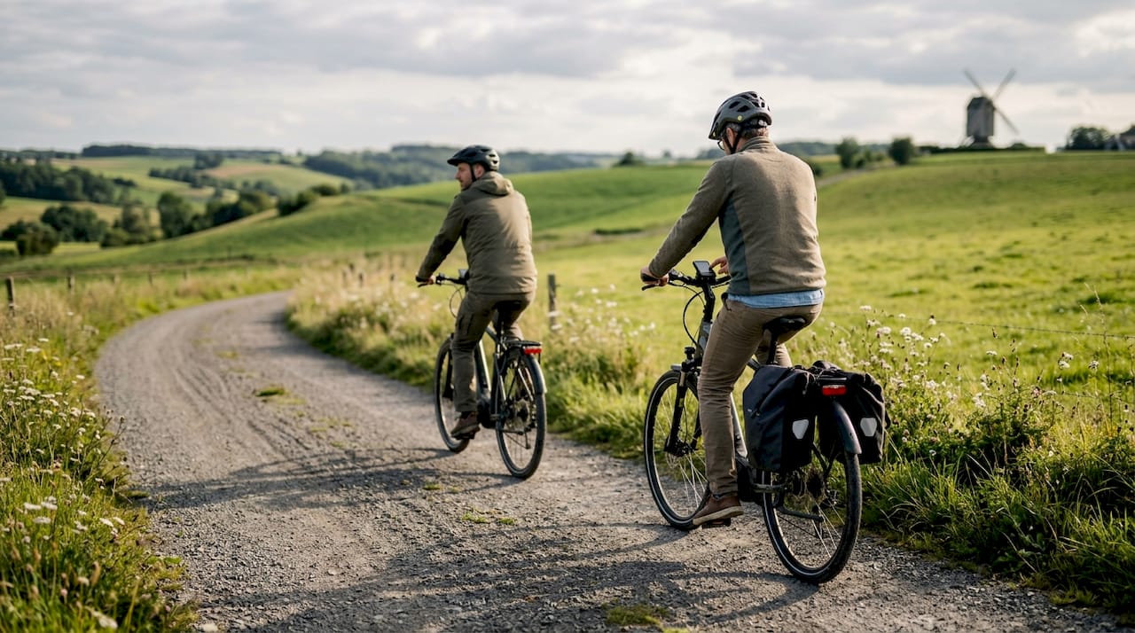 Fietsers trekken er met hun e-bike op uit om de Belgische natuur te verkennen.