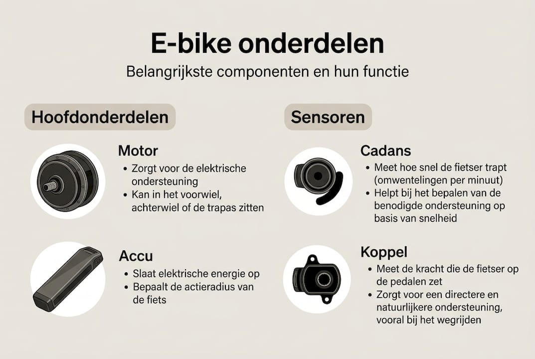 Overzicht: de belangrijkste onderdelen en sensoren van een e-bike in beeld
