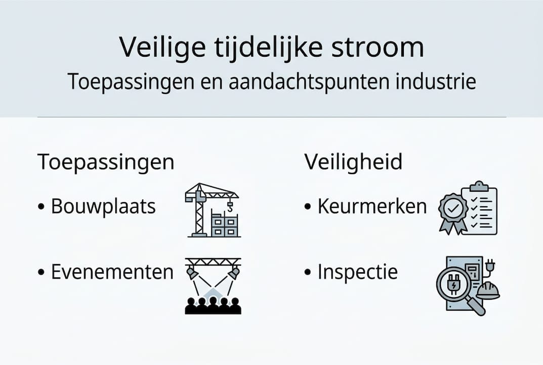 Infographic: Toepassingen en veiligheid van tijdelijke stroomvoorziening