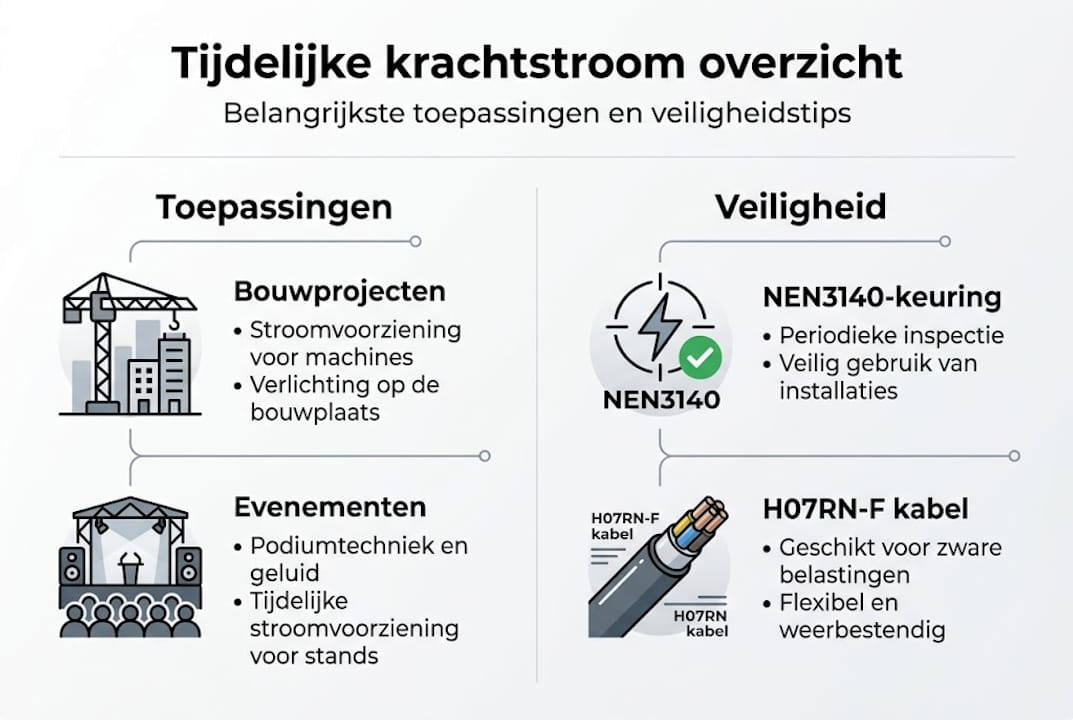 Infographic: veilig en verantwoord omgaan met tijdelijke krachtstroom