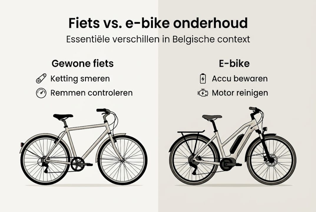 Infographic: onderhoud van een gewone fiets versus een e-bike