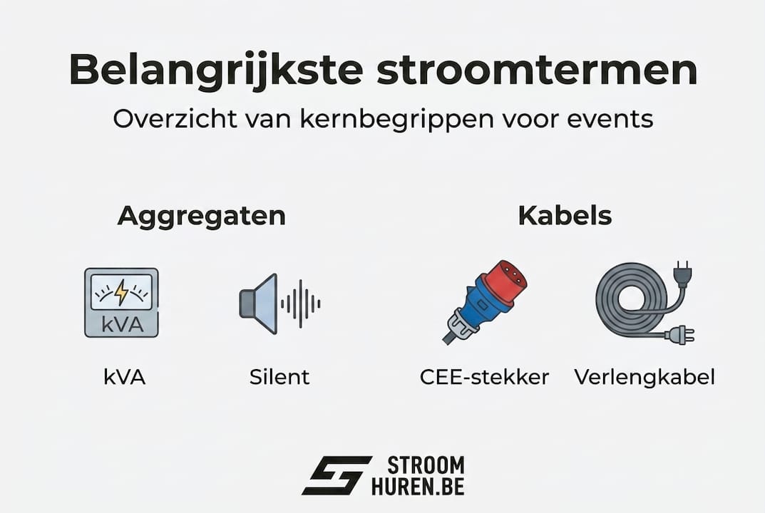 Infographic: helder overzicht van belangrijke begrippen rond stroom op ons event
