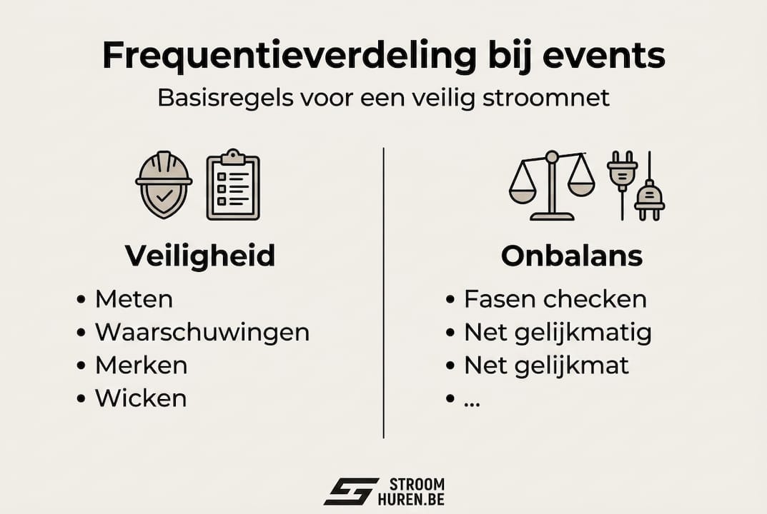 Infographic met de belangrijkste regels voor het verdelen van stroomfrequentie