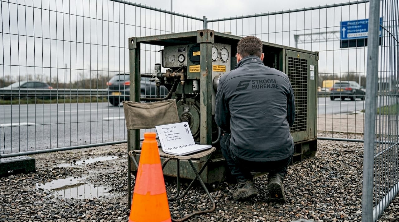 Een monteur voert onderhoud uit aan een gasgenerator op het terrein van de nutsvoorzieningen in Utrecht.