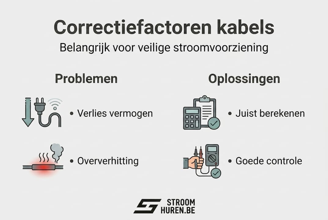 Infographic: waar moet je op letten bij het kiezen van de juiste stroomkabels en het toepassen van correctiefactoren
