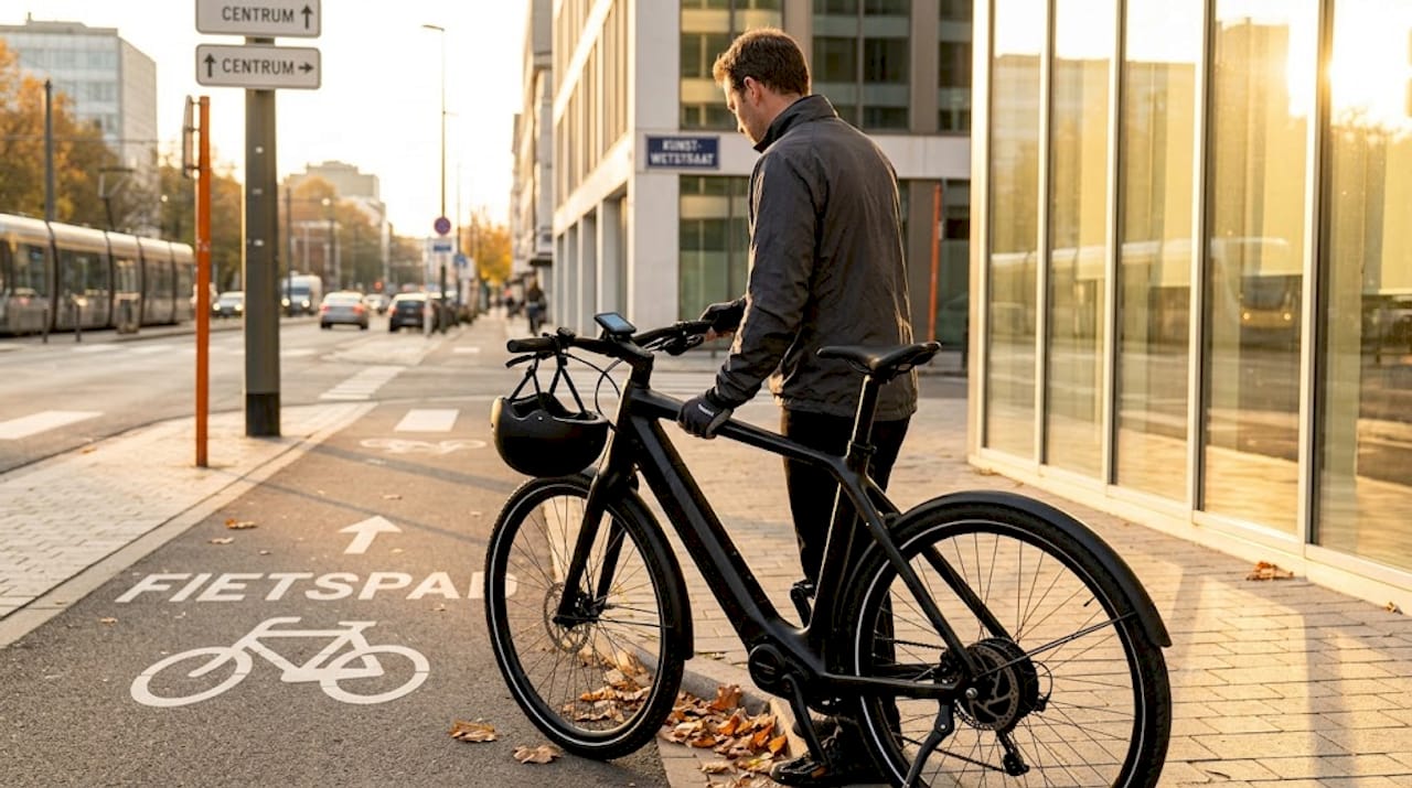 Fietser op een Specter speed pedelec met carbon frame