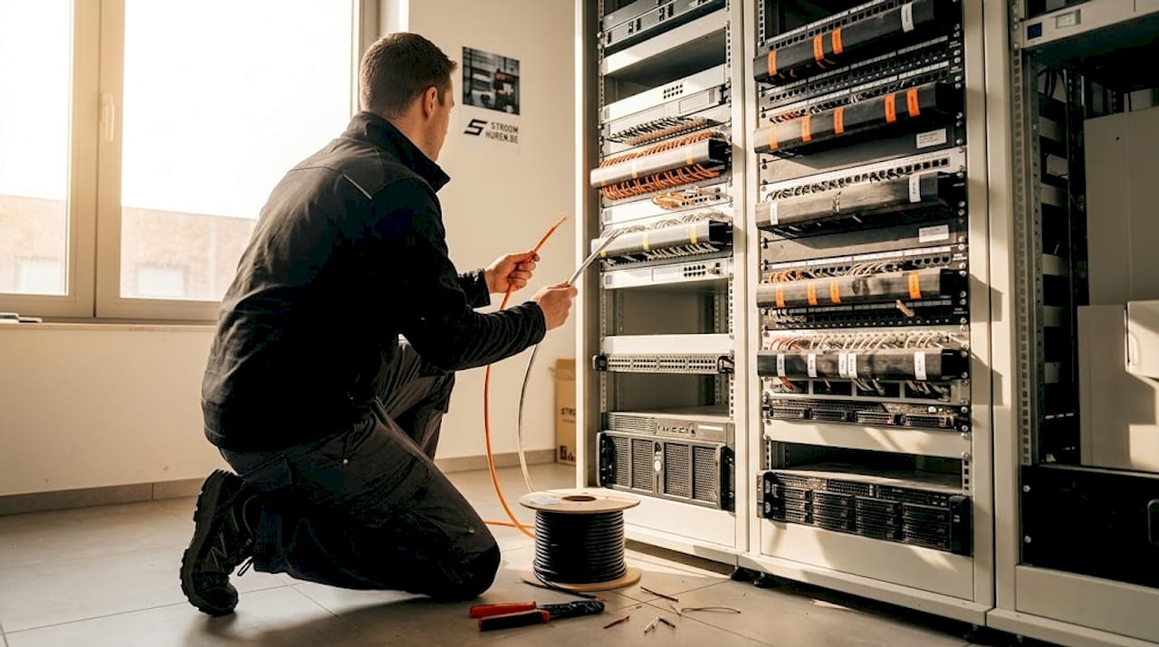 Een installateur legt het verschil uit tussen koperen kabels en CCA-kabels.