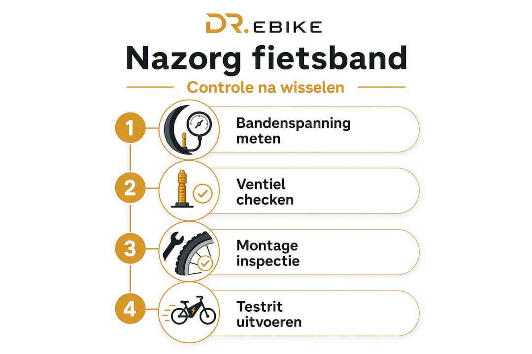Infographic: stappenplan voor het verzorgen van je fietsband na reparatie