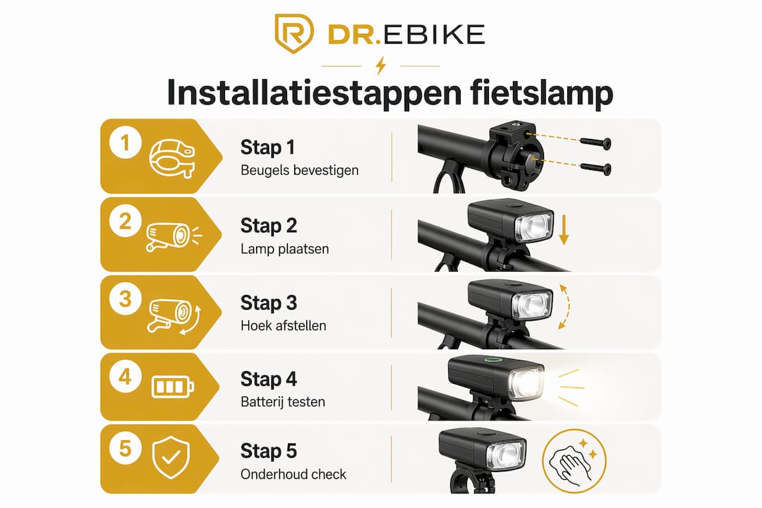 Overzichtelijke infographic: zo monteer je eenvoudig een fietslamp stap voor stap