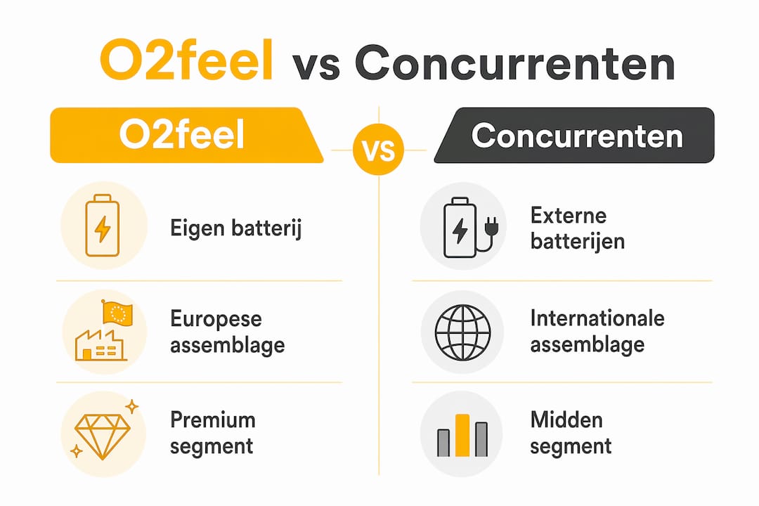 Overzichtelijke infographic: hoe doet O2feel het tegenover andere e-bike merken?