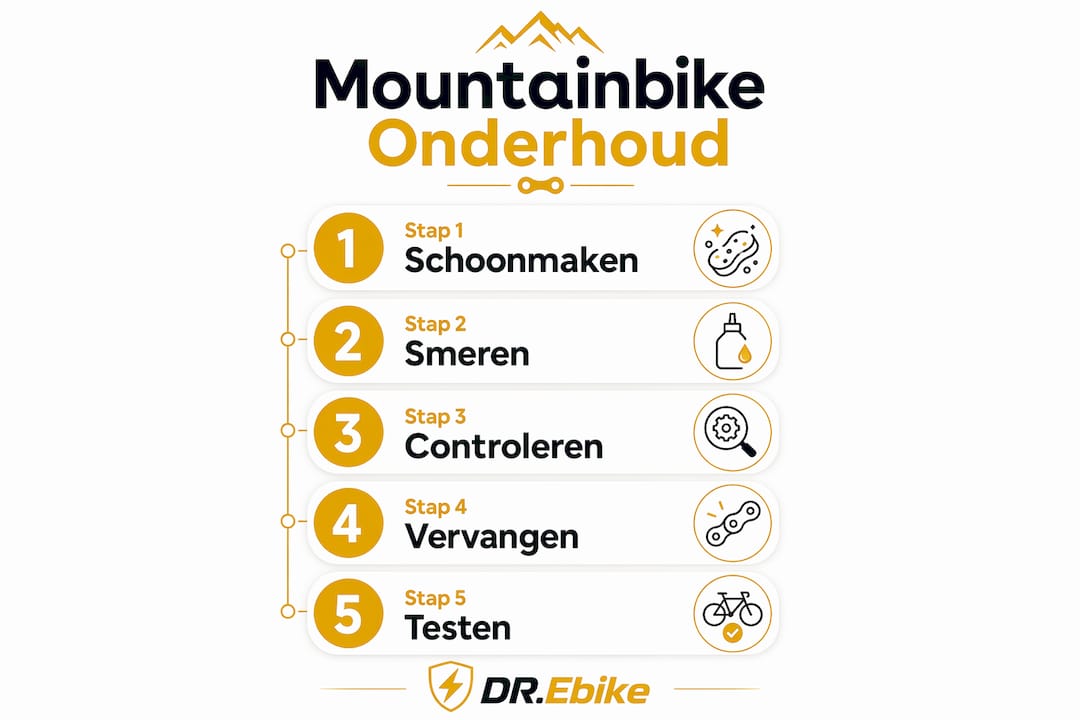 Overzichtelijke infographic: zo onderhoud je je mountainbike stap voor stap