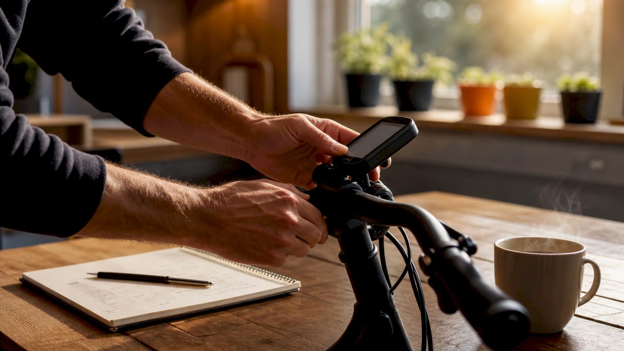 Tijdens de testrit kun je eenvoudig de fietscomputer bedienen