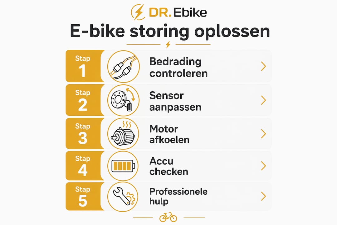 Infographic: zo los je stap voor stap een storing aan je e-bike op