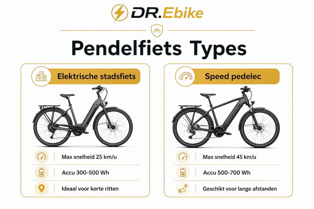 Infographic: de verschillende soorten pendelfietsen naast elkaar