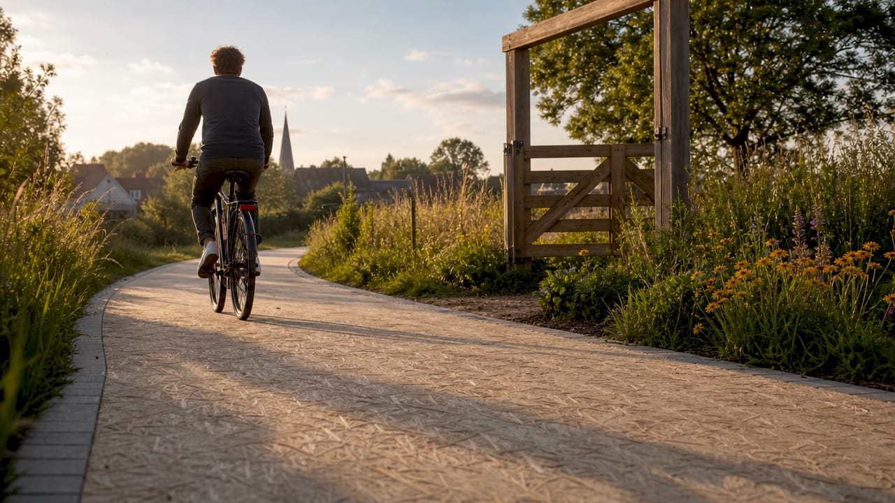 Duurzaam fietspadmateriaal van dichtbij bekeken op het Belgische platteland
