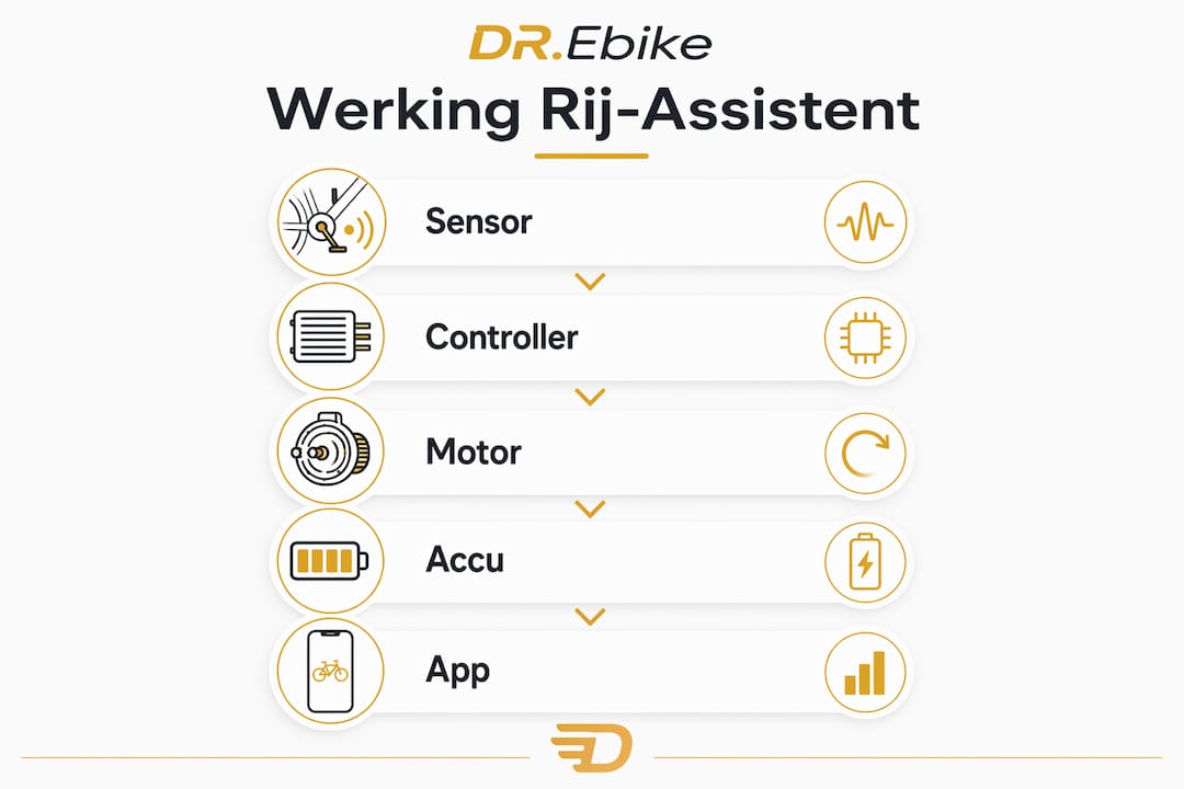 Overzicht: zo werkt de rij-assistent op je e-bike stap voor stap