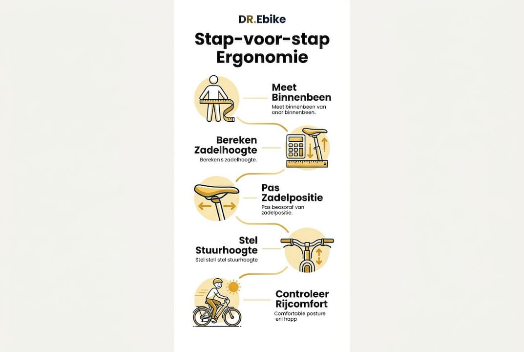 Infographic: in vijf stappen naar een optimale fietshouding