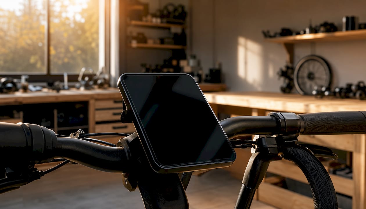 Het digitale dashboard van de e-bike staat uit