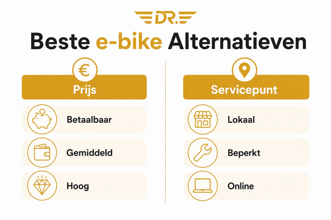 Overzicht: e-bike prijzen en aantal servicepunten vergeleken