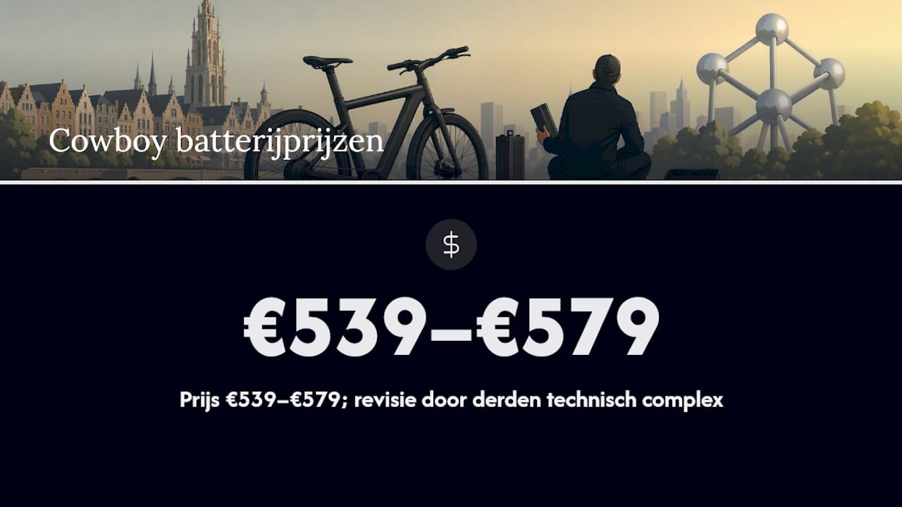 Overzichtsschema van de prijzen van e-bike accu’s in België