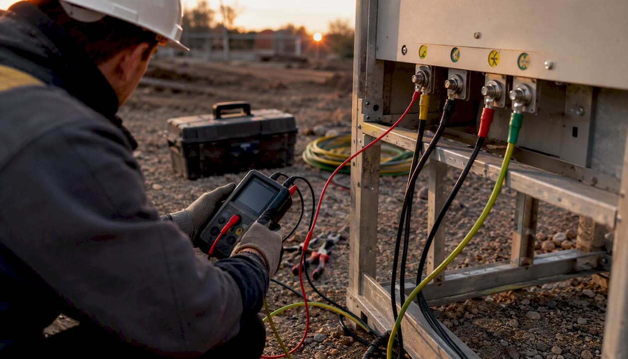 Een technicus controleert de isolatiewaarde van een installatie.