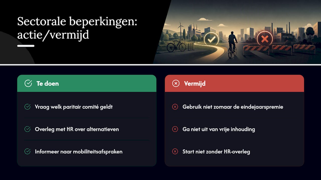 Sectorale beperkingen en HR-voorwaarden waar je rekening mee houdt — overview diagram