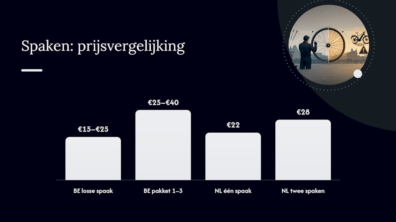 Prijsvergelijkingsgrafiek voor het vervangen van spaken