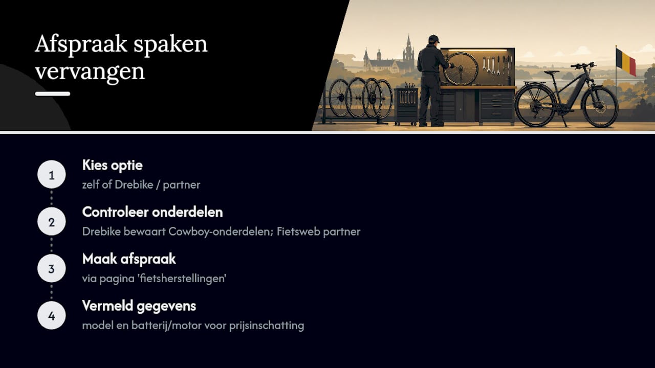 Een afspraak maken voor spaken vervangen bij Drebike — overview diagram