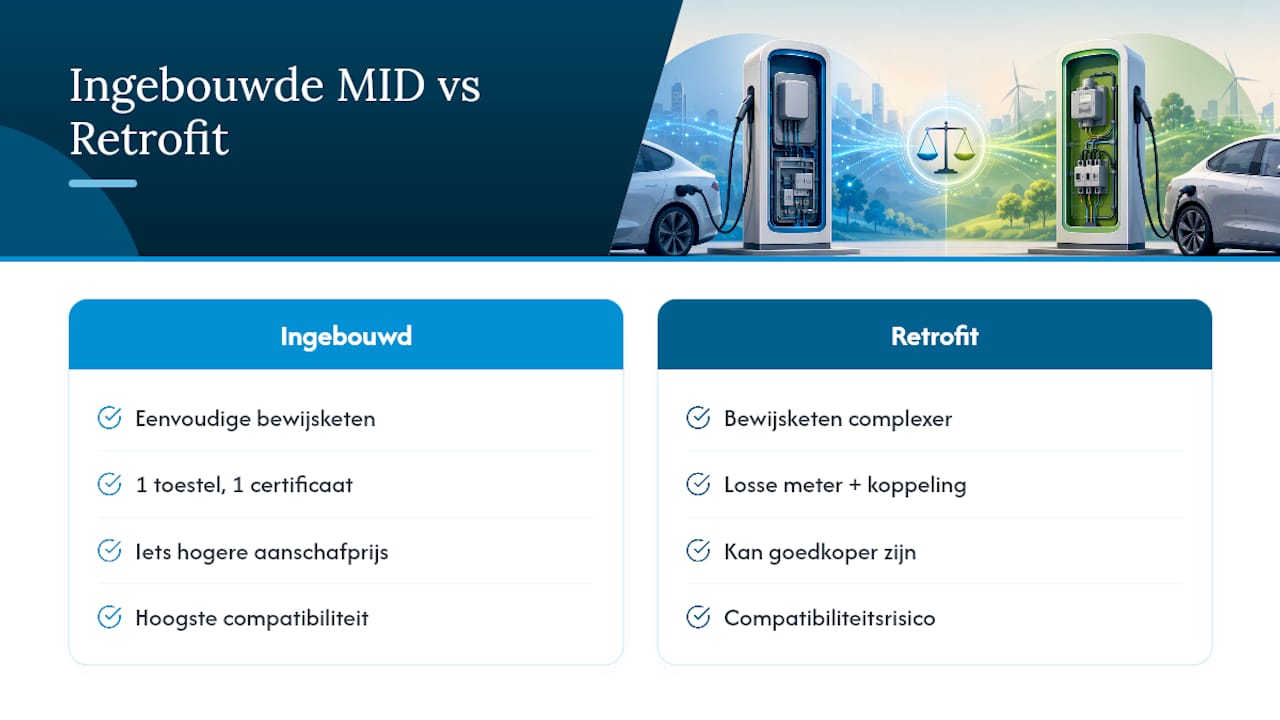 Vergelijking tussen ingebouwde en retrofit MID-meter