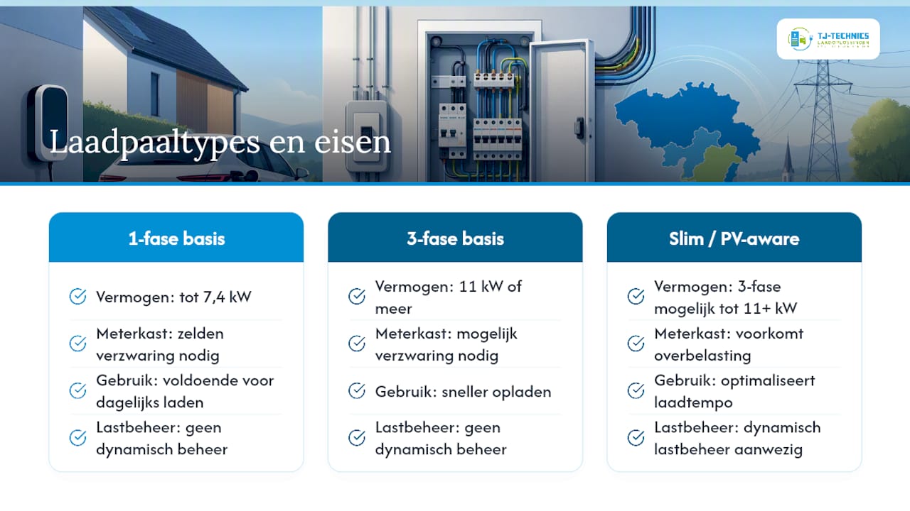 Welke laadpalen bestaan er en wat vragen ze van je installatie? — overview diagram