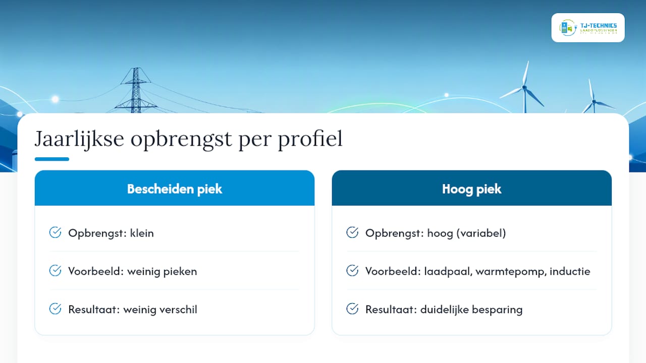 Wat levert peak shaving concreet op per jaar? — overview diagram