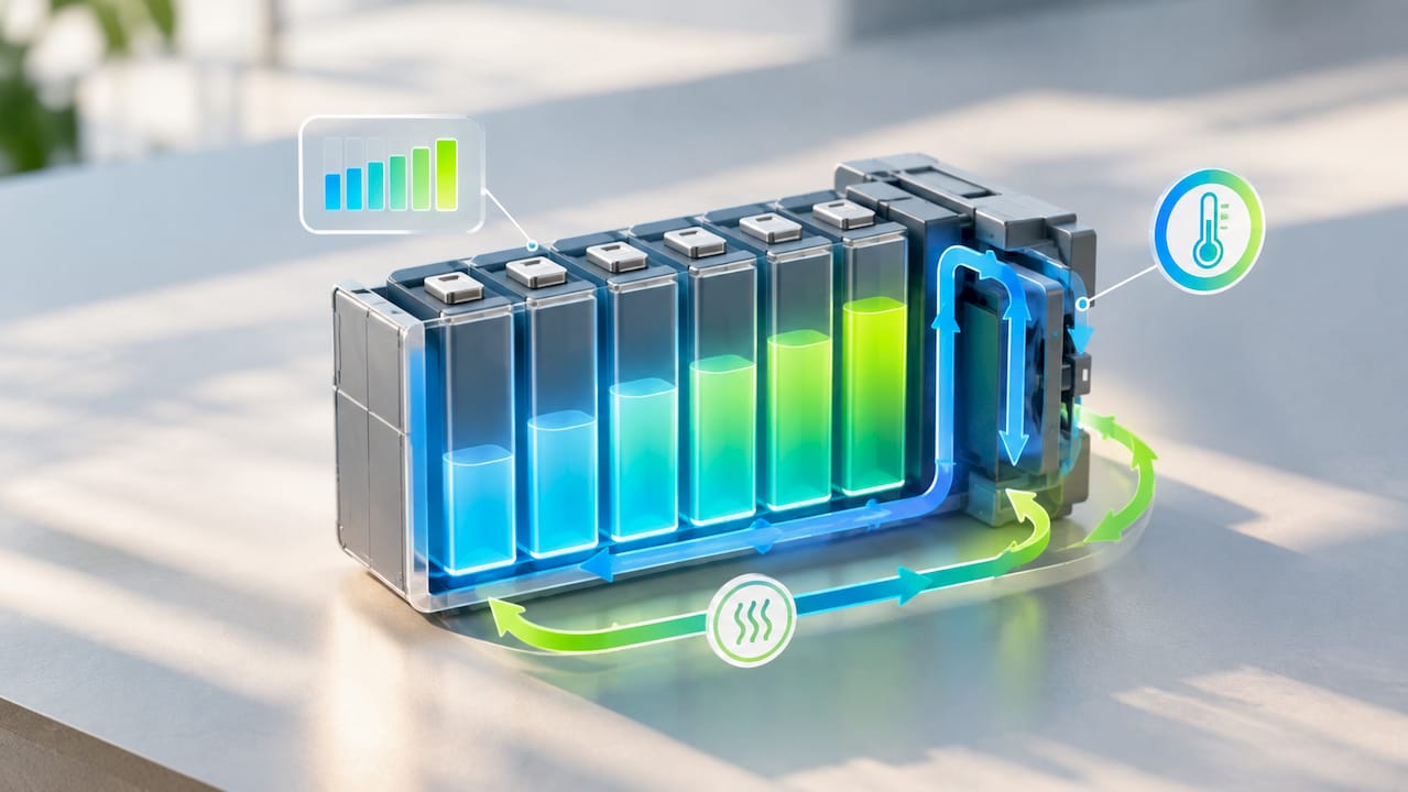 Illustratie van batterij- en temperatuurbeheer