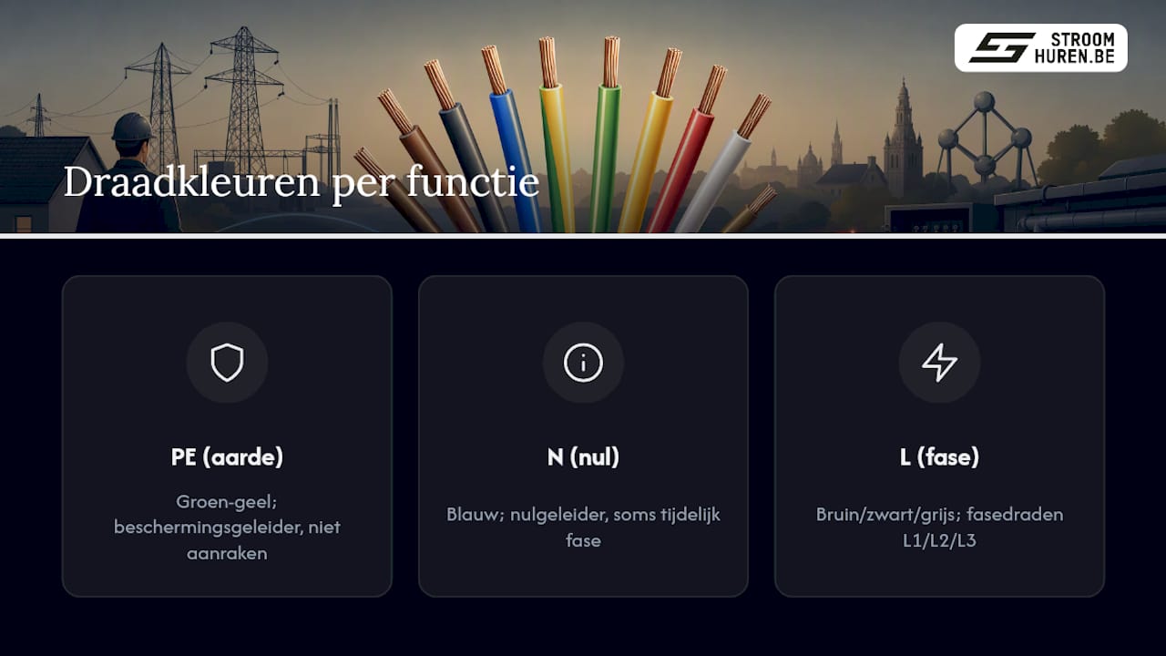 Overzicht van de kleuren van L-, N- en PE-draden