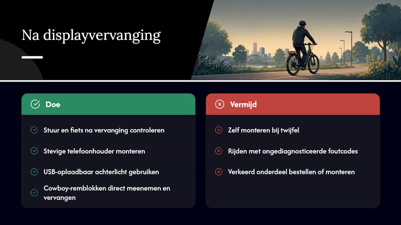 Onderdelen en service bij DreBike voor na je displayvervanging — overview diagram