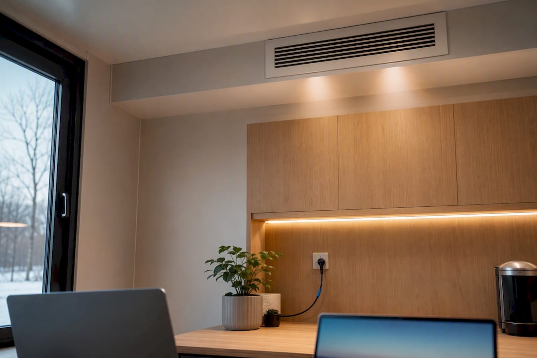 HVAC en apparatuur in kantoorcontainers