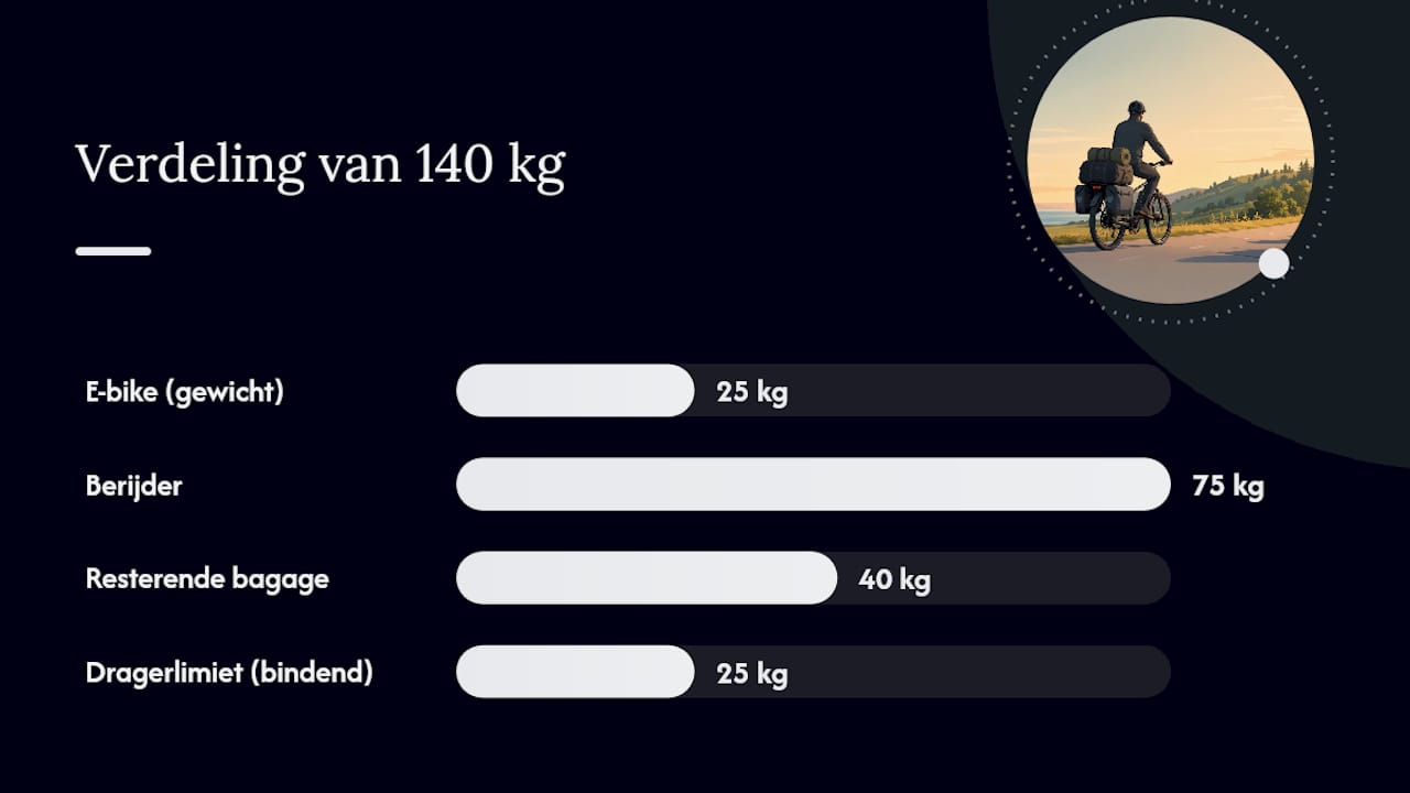 Berekening van de maximale bagage op een e-bike