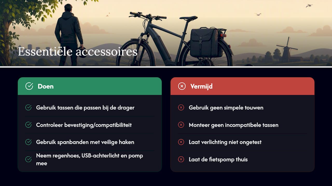Welke accessoires horen bij een goede bagagedrager? — overview diagram