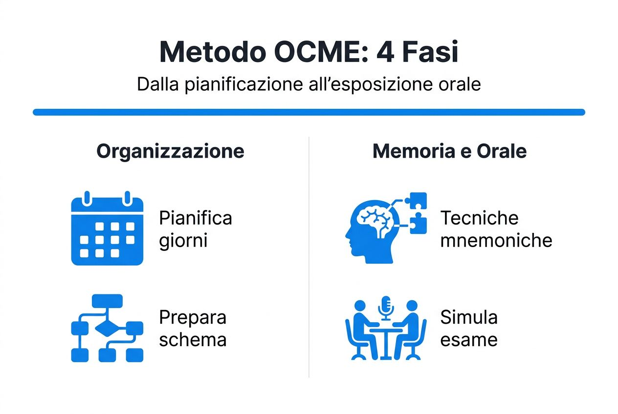 Panoramica visiva sulle principali tappe del metodo OCME