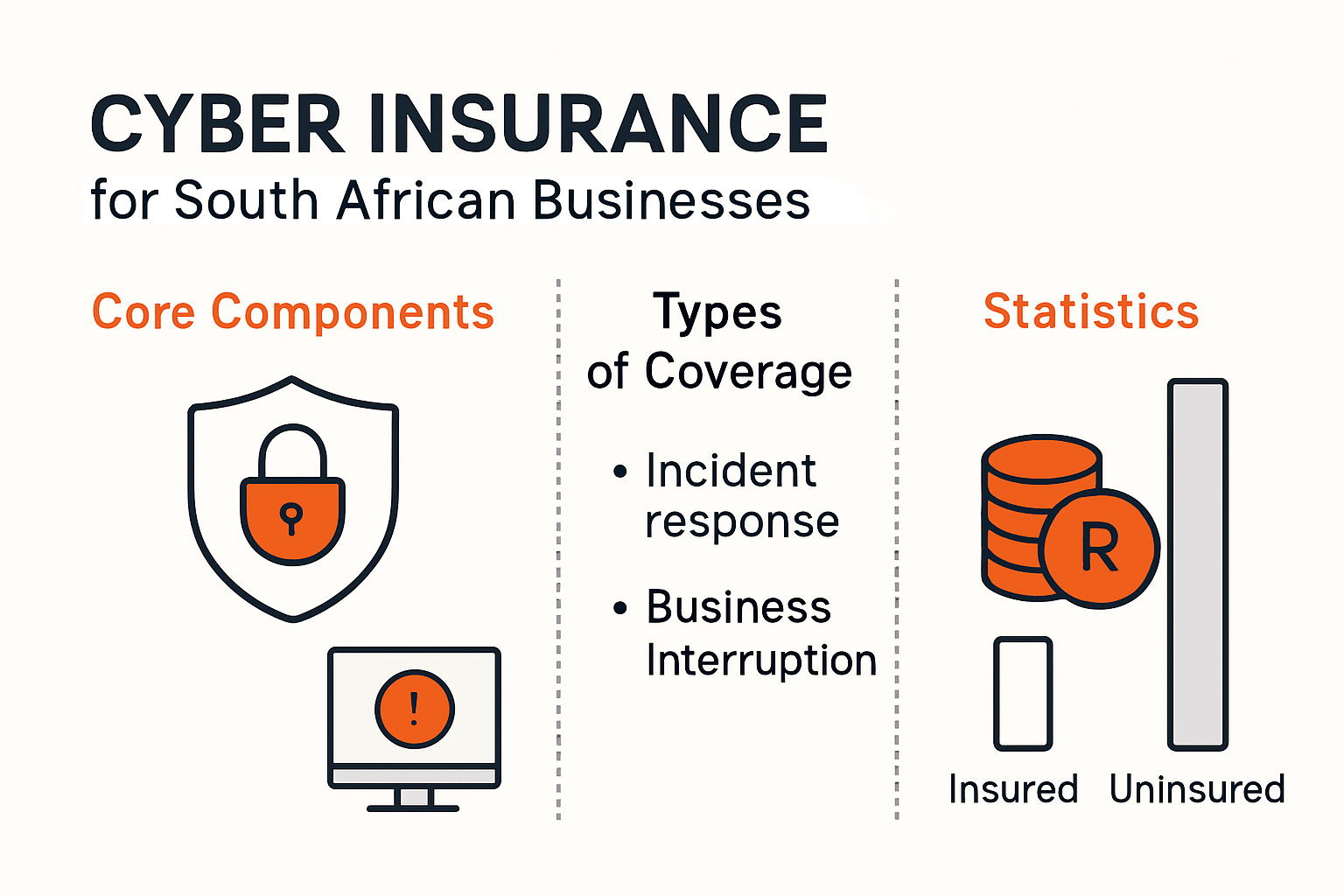 Overview infographic of cyber insurance coverage and benefits