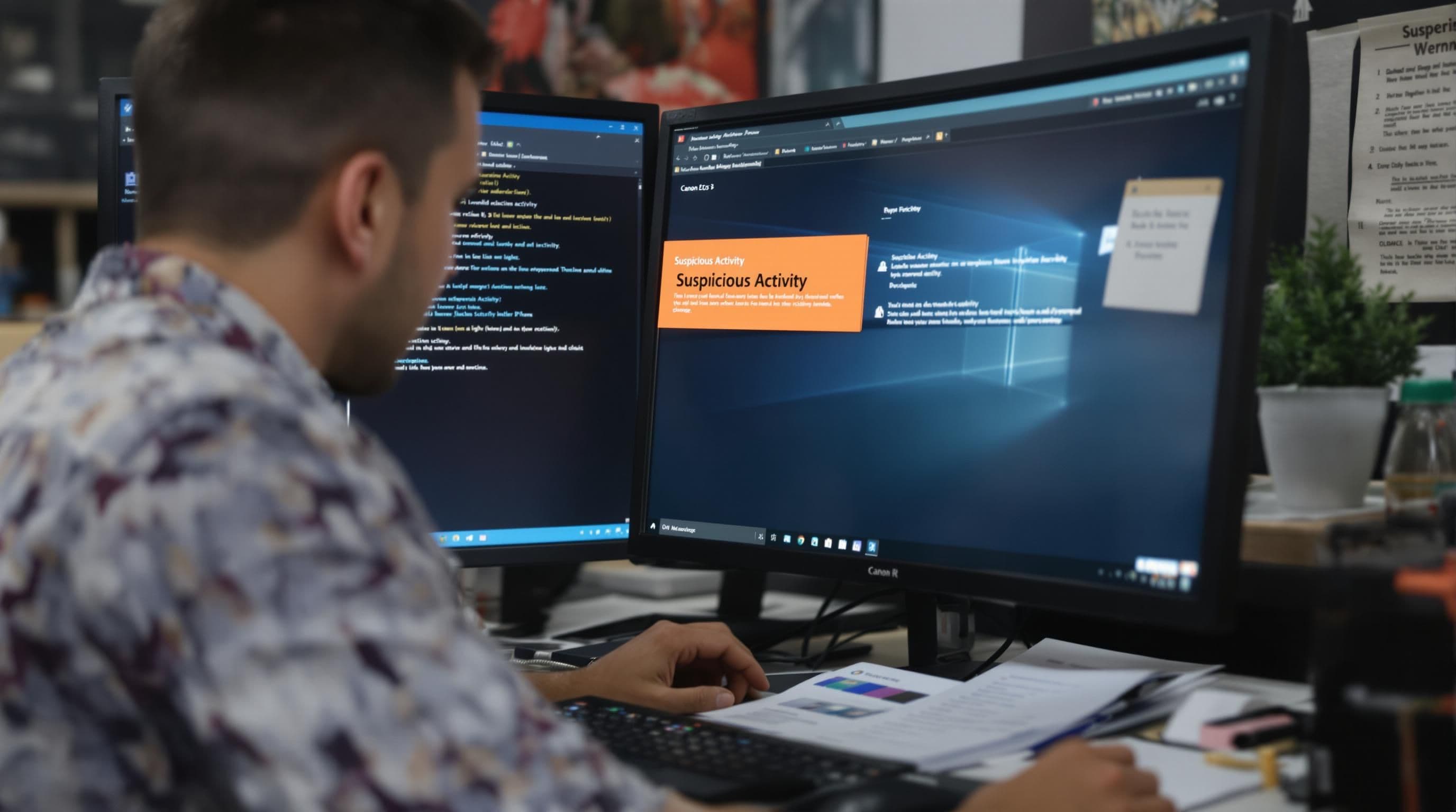 IT admin investigates warning for suspicious system activity