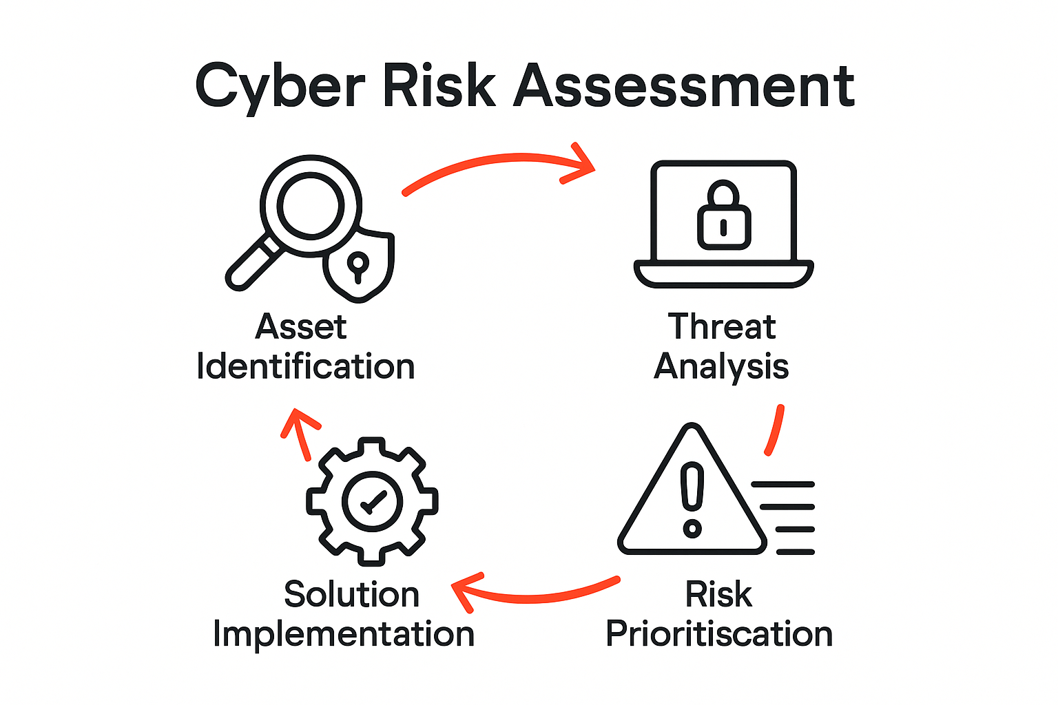 Infographic showing steps in the cyber risk assessment process